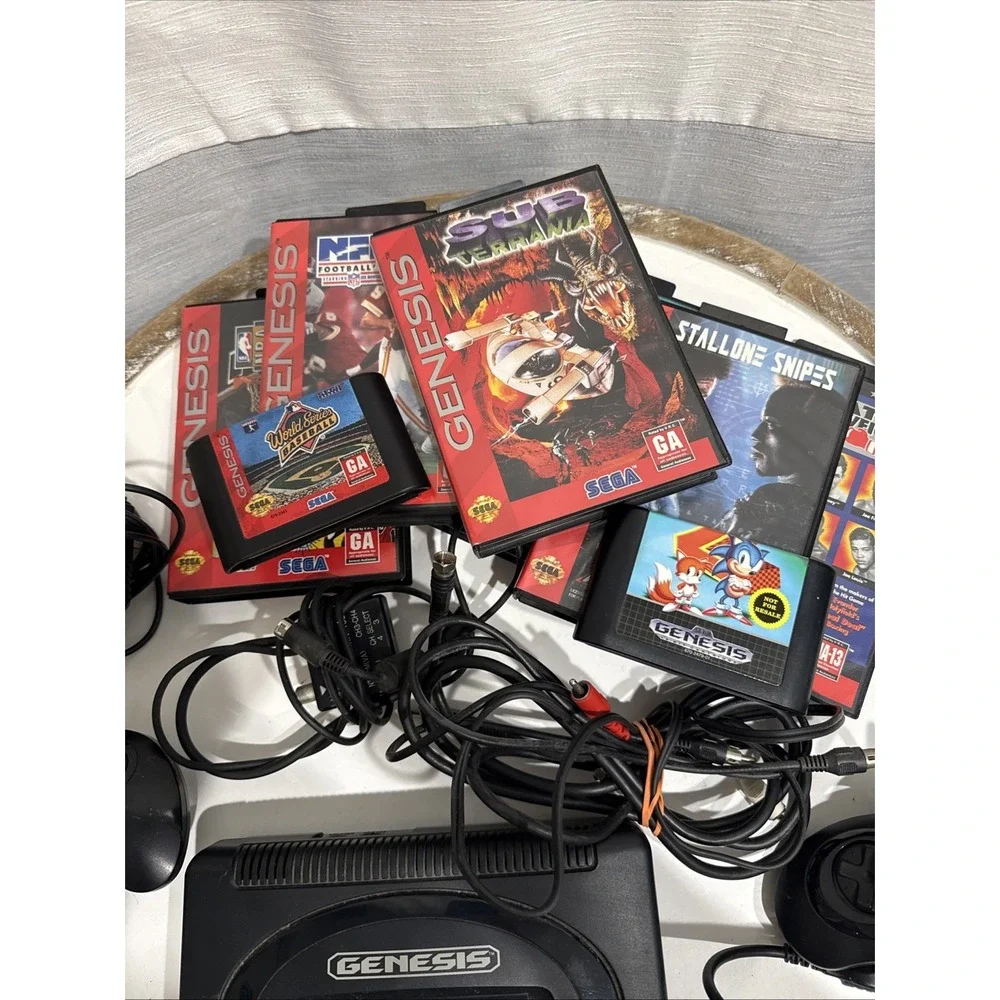 Sega Genesis Console System Bundle W/2 Controllers, 9 Games, Power & RF Cable